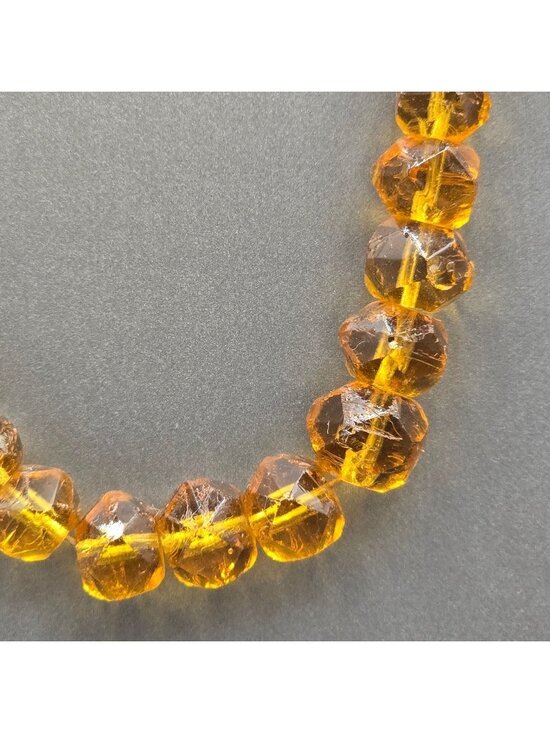 Estate Jewelry - Art Deco Citrine Crystal Necklace Vintage Graduated Cut Bohemian Glass Bead Stat